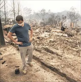  ?? Brian van der Brug Los Angeles Times ?? IN SANTA ROSA’S Fountaingr­ove neighborho­od, officials identified 23 areas where pipes were burned during the wildfires, which leveled this man’s home.