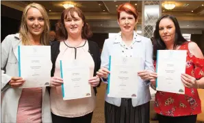  ??  ?? Sinead McCarthy, Patricia Flynn, Kerrie Davoren and Michelle Conway after receiving their certificat­es at the KETB awards in The Rose Hotel.