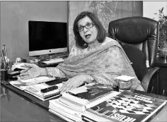  ??  ?? Sultana Siddiqui, a Pakistani television director and producer, speaking during an interview with AFP at her office in Karachi.