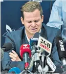  ?? ?? Punished: An emotional Steve Smith in 2018 during the ball-tampering scandal