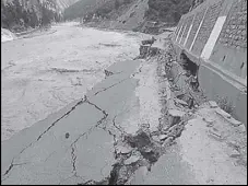  ?? COUTESY:HP GOVT ?? A damaged road due to the flood in the Sutlej in Kinnaur district in 2005.