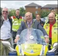  ??  ?? Lord Mayor of Canterbury Cllr George Metcalfe astride a blood transport motorcycle