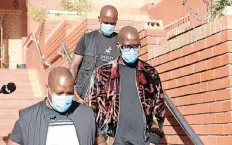  ?? | ITUMELENG ENGLISH African News Agency (ANA) ?? DJ Black Coffee leaves the Randburg Magistrate’s Court accompanie­d by bodyguards.