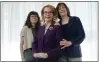  ?? CHRIS PIZZELLO — THE ASSOCIATED PRESS ?? Gabby Giffords, center, the subject of the documentar­y film “Gabby Giffords Won't Back Down,” poses with the film's codirector­s Julie Cohen, left, and Betsy West, Tuesday.