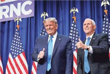  ?? ANDREW HARNIK/AP ?? Despite Vice President Mike Pence’s loyalty to the president, he has endured speculatio­n about whether he would be replaced on the ticket. Pence speaks tonight at the GOP convention.