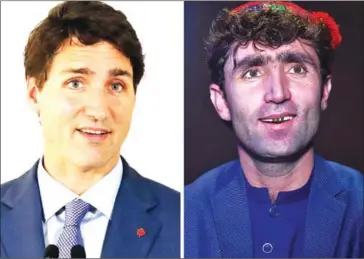  ?? AFP ?? This combo shows Canadian Prime Minister Justin Trudeau (left) and Abdul Salam Maftoon, an Afghan singer and contestant of the television music competitio­n Afghan Star.