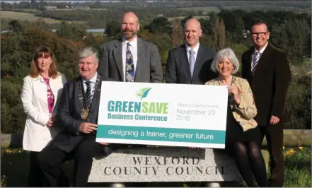  ??  ?? Josephine Cloney (Wexford Chamber), Cllr Paddy Kavanagh (Chairman Wexford County Council), Phil Walker (Econ Certive), Tom Banville (LEO), Madeleine Quirke (Chamber CEO) and Dara Lynott (EPA) at the Greensave launch.