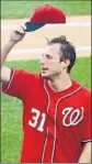  ?? Rob Carr Getty Images ?? MAX SCHERZER acknowledg­es the crowd at Nationals Park.