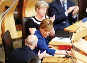  ??  ?? Scotland’s First Minister Nicola Sturgeon during a Parliament session in Edinburgh on Tuesday. (Reuters)