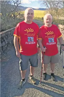  ?? ?? Fundraiser­s John Paul King, left, and James King, right, are taking on the West Highland Way in memory of James’s brother Frankie