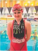  ?? Submitted photo ?? Q Aubrey Schmitt, a Lake Hamilton fifth-grader, recorded five personal bests at the 14 & Under Age Group Championsh­ips earlier this month at The River Center in Benton.