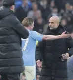  ?? ?? COME OFF IT De Bruyne protests to Pep