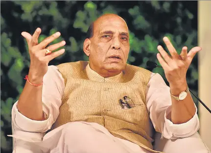  ?? VIRENDRA SINGH GOSAIN/HT ARCHIVE ?? Union minister Rajnath Singh during the 2019 HT Leadership Summit.