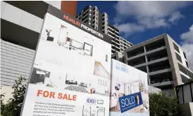  ?? Photograph: Dan Himbrechts/AAP ?? The government has extended the homebuilde­r program and subsidies, but says slower population growth will help cool the housing market in the longer term.