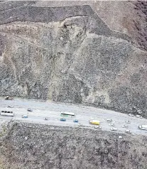 ?? PHOTO: NZ TRANSPORT AGENCY ?? Under threat . . . The section of road SH8 near the intersecti­on of SH8B where a landslip threatens safe passage.