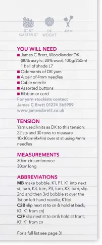  ??  ?? ST ST GARTER ST DK WEIGHT 4MM