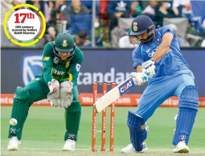  ?? AP ?? India’s Rohit Sharma plays a shot during the fourth ODI against South Africa in Port Elizabeth, South Africa on Tuesday. —