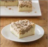  ?? DANIEL J. VAN ACKERE — AMERICA’S TEST KITCHEN VIA AP ?? This undated photo provided by America’s Test Kitchen in September 2018 shows New York-style crumb cake in Brookline, Mass. This recipe appears in the cookbook “Complete Make-Ahead.”