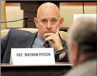  ?? Arkansas Democrat-Gazette/STATON BREIDENTHA­L ?? Rep. Mathew Pitsch, R-Fort Smith, listens Wednesday to testimony during a meeting of the Tax Reform and Relief Legislativ­e Task Force. Pitsch won a runoff primary election Tuesday for Senate District 8 and will be in the Nov. 6 general election. Runoff results, 3B