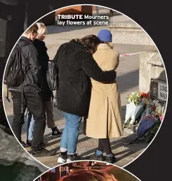  ??  ?? TRIBUTE Mourners lay flowers at scene