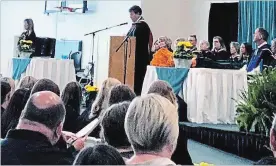  ?? JULIA LLOYD SPECIAL TO THE EXAMINER ?? The 2018 School of Justice and Community Devlopment Convocatio­n for Fleming College at the Sport and Wellness Centre on Wednesday.