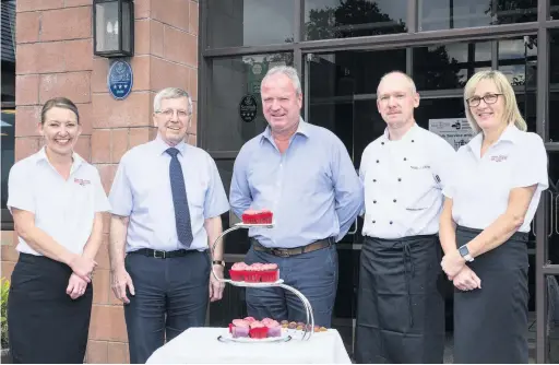  ??  ?? Celebratio­ns Sarah Cooper, assistant manager, Norman Bannerman, owner Alan Bannerman, Nigel Liston, head chef and Dawn Neil