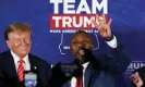  ?? Elizabeth Frantz/Reuters ?? ‘I just love you!’ Tim Scott cannot contain himself in Donald Trump’s presence at an event in New Hampshire last month. Photograph: