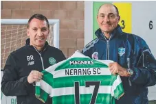  ??  ?? Celtic FC manager Brendan Rodgers (left) and Nerang Soccer Club director of coaching Gary Scott are elated with the partnershi­p.