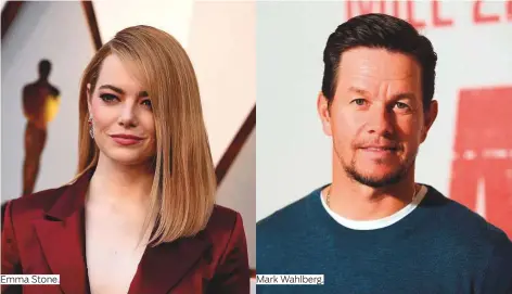  ?? Photos by Rex Features and AP ?? Emma Stone. Mark Wahlberg.