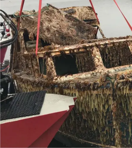  ?? FOTO: GREEN-BAY PROJECT ?? De gamle båtvrakene forurenser i tillegg til at fiskeredsk­ap henger seg opp i dem.