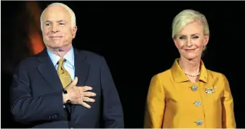  ??  ?? Fighter: Senator John McCain with his wife Cindy. He has fought skin cancer in the past