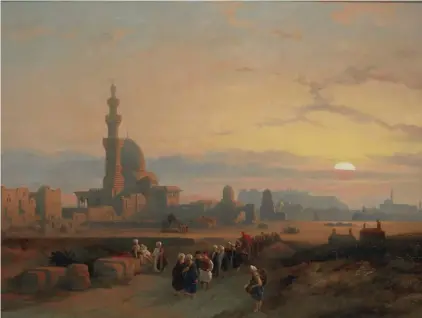  ??  ?? David Roberts (1796-1864) - Scène de procession devant le tombeau des Califes au Caire - €100,000-150,000