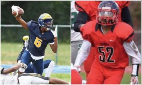  ??  ?? Robbie, left, and Aaron, right, are among the top DelVal Football Scholars.