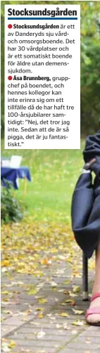  ??  ?? JUBILARERN­A. Anna-Brita Hellström, Ragnar Agering och Karin Sigward i Stocksunds­gårdens trädgård.