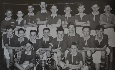  ??  ?? The Millstreet team that won the 1957 County U-14 Football Championsh­ip. Front row: Jerry Lehane, Denis Singleton. Middle row: Dermot Cribben, Kieran Burke, Brendan Kiely, Tommy Burke, John F Hickey, Connie Hickey, Billy Corkery, Jerry Cronin. Back row: Brendan Murphy, Timmy Kelleher, John D Buckley, Paul Ryan, Donie O’Mahony, Noel Dennehy, Denis McSweeney, Maurice Lenihan.