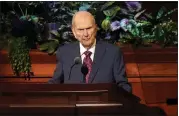  ?? RICK BOWMER — THE ASSOCIATED PRESS ?? The Church of Jesus Christ of Latter-day Saints President Russell M. Nelson speaks at the church's General Conference on Saturdayin Salt Lake City.