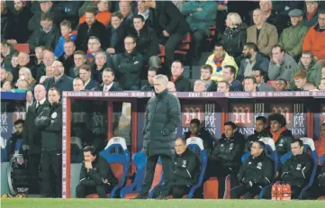  ??  ?? Manchester United’s manager Jose Mourinho watches his players from the touchline during the English Premier League football match between Crystal Palace and Manchester United at Selhurst Park in south London in this file photo. — AFP photo