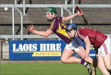  ??  ?? Goalscorer Jack Pettit testing the Galway defence in the early stages.