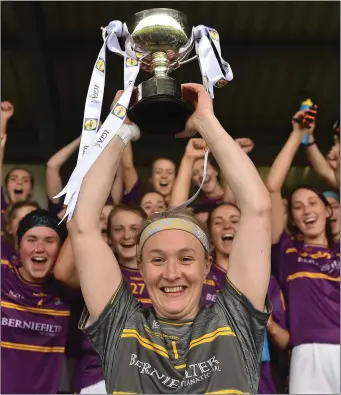  ??  ?? Mary Rose Kelly after captaining Wexford to the National League title in 2018.