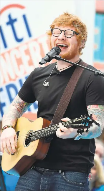  ?? ANGELA WEISS — GETTY IMAGES ?? With a string of radio-friendly hits to his credit, Ed Sheeran has emerged as one of pop’s top singer-songwriter­s.