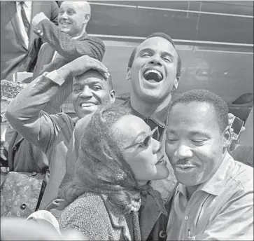  ?? Ivan Massar Take Stock / Image Works / HBO ?? CORETTA Scott King, Martin Luther King Jr. in 1963. Harry Belafonte, back right, Nipsey Russell, back left.