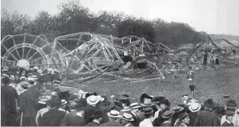  ?? FOTO: DPA ?? Wie alles begann: das Unglück von Echterding­en im Jahre 1908, bei dem LZ 4 zerstört worden ist.