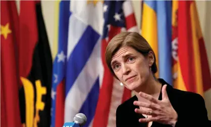  ?? Photograph: Andrew Kelly/Reuters ?? Samantha Power addresses media at the United Nations in New York City on 19 December 2016.