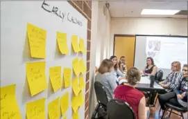  ?? Alexandra Wimley/ Post- Gazette ?? Notes about the early- childhood education portion of the proposed Allegheny County Children's Fund are posted by a group discussing out- ofschool programs June 4 during a community meeting about the fund at the Bethel Park Community Center.