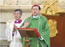  ??  ?? Norberto Rivera Carrera, arzobispo primado de México, señala que para lograr “el bienestar y felicidad” de los mexicanos, se debe vencer el egoísmo.