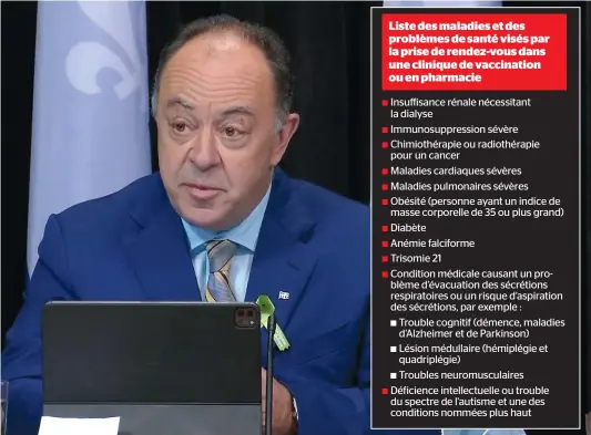  ?? CAPTURE D’ÉCRAN TVA NOUVELLES ?? L’arrivée prochaine d’importante­s livraisons de Pfizer permet maintenant d’élargir la campagne d’immunisati­on, a expliqué le ministre de la Santé, Christian Dubé, hier, en conférence de presse au Parlement, à Québec.