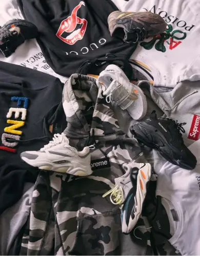  ??  ?? Getting his kicks: this selection of hard-to-find trainers sourced by Morgan includes Off-White
x Nike Air Presto, Adidas x Yeezy Boost 700, Balenciaga Triple S and Dior B22