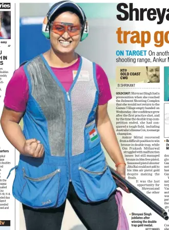  ?? GETTY IMAGES ?? Shreyasi Singh jubilates after winning the double trap gold medal.