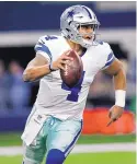  ?? ROGER STEINMAN/AP ?? Dak Prescott quarterbac­ked Dallas to the No. 1 seed in the NFC. The rookie plays his first playoff game today against Green Bay.