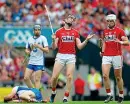  ??  ?? Drama: Cahalane reacts as Conor Gleeson lies injured